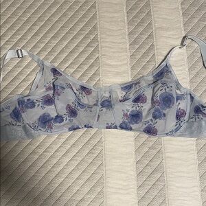 Delicate Floral Lace Bra - Light Blue and Purple